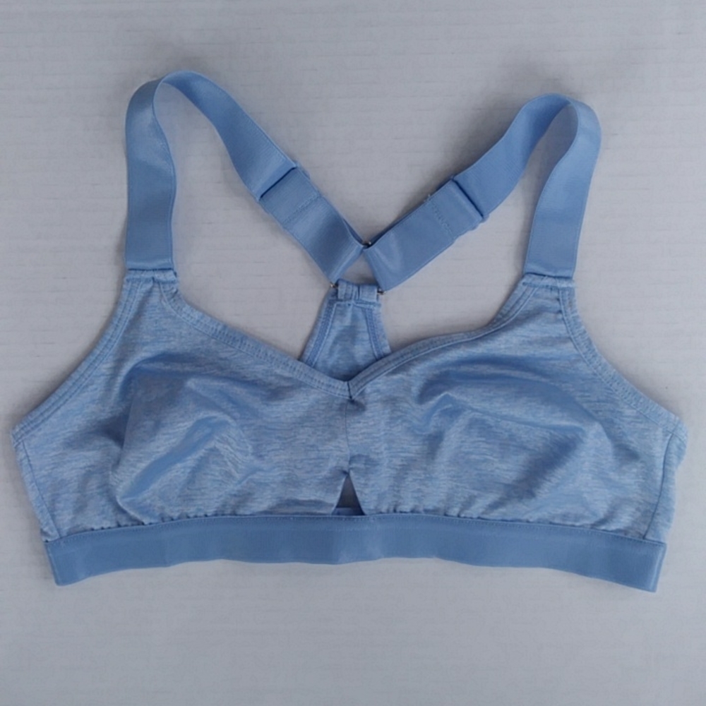 Heathered Seamless Cut Out Sport Bra S Blue